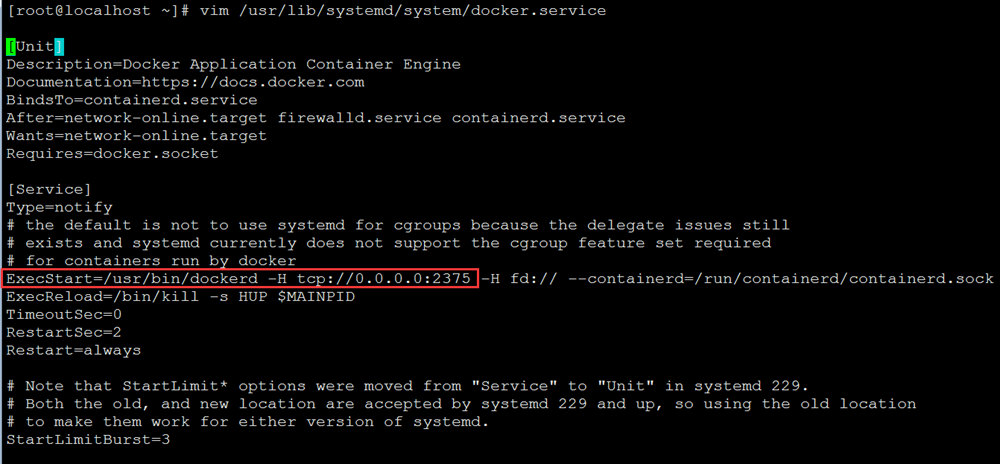 Docker开启2375端口，提供外部访问Docker